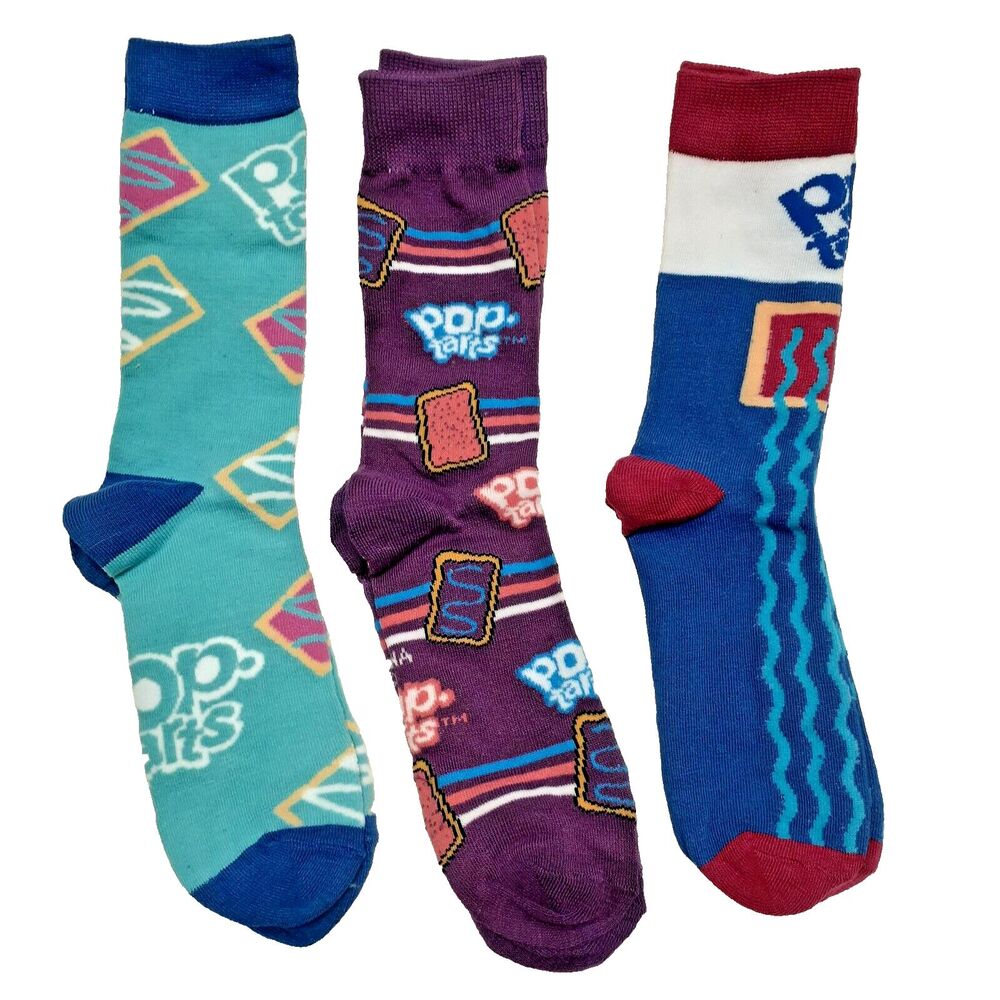 Pop-Tarts Breakfast Food Novelty 3 pair Mens Adult Size 6-12 Socks NWOT